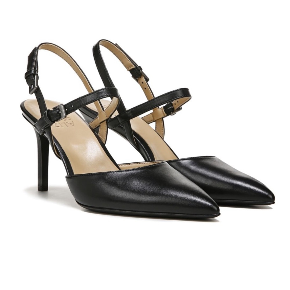✨NWT Naturalizer Adalyn Black leather pointed toe strappy high heel shoes 7.5